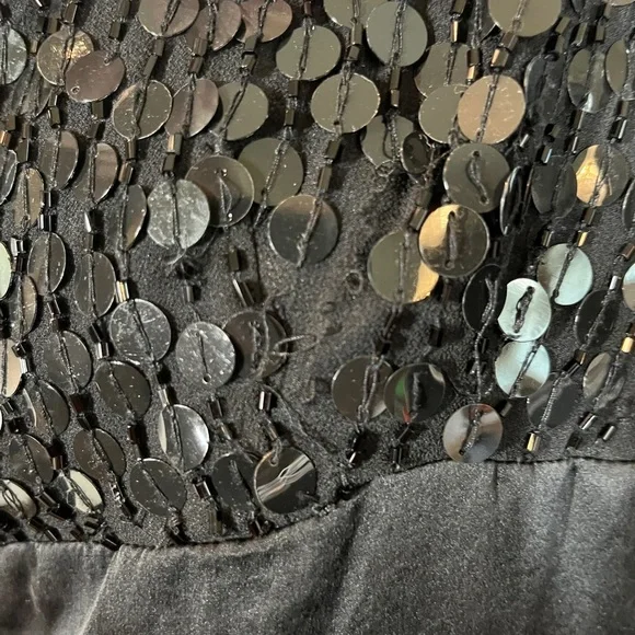 Nanette Lepore Vintage Y2K 90s 2000s SILK Black Sequins Mini Dress Sheer Overlay - Picture 7 of 10